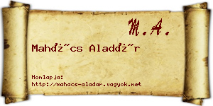 Mahács Aladár névjegykártya